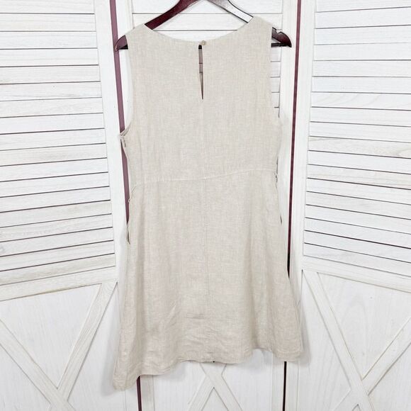 Tahari Linen Sleeveless A Line Dress Tan Beige 8 Knee Length - Picture 8 of 11